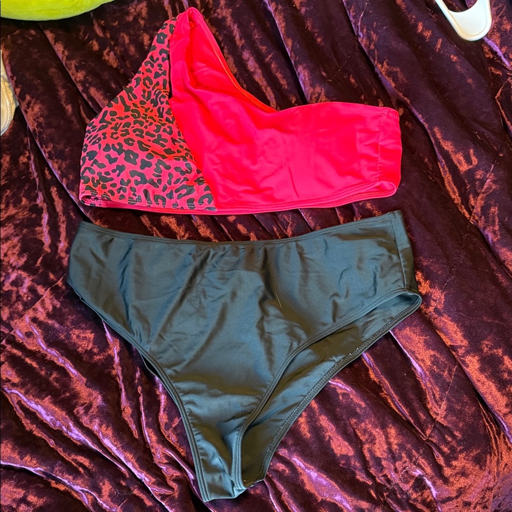 SHEIN Red and Black Bikini Set